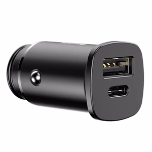 Baseus Square PPS älykäs autolaturi USB QC 4.0 ja USB-C PD 3.0 SCP -porteilla, musta (CCALL-AS01)
