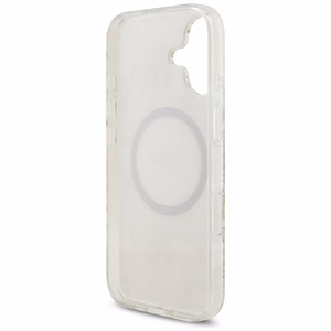 Guess IML Flowers Electro Pearl Strap MagSafe suojakuori iPhone 17 - valkoinen