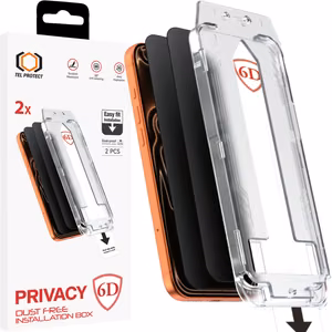 Tel Protect Dust-Free Easy Fit Privacy Full Glue 6D Tempered Glass for Iphone 17 Pro Max black - 2 pieces
