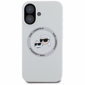 Karl Lagerfeld suojakuori iPhone 16:lle MagSafe-tuella KLHMP16SSKCHTCE (Silicone KC Heads) - beige