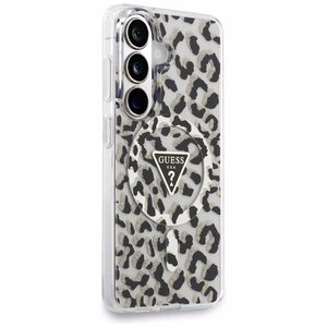 Guess Suojakuori IML Leopard Print Triangle MagSafe Samsung Galaxy S26 -puhelimelle musta