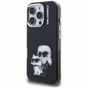 Karl Lagerfeld IML Aquarelle Karl & Choupette & Logo Suojakuori iPhone 16 Pro Maxille - Musta