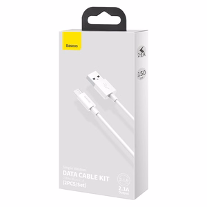 Baseus Simple Wisdom Data Cable Kit USB to Micro 2.1A (2PCS/Set) 1.5m White