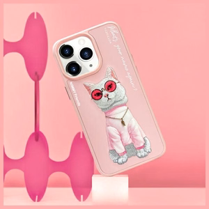 NIMMY Suojakuori GLASSES COOL CAT iPhone 15 Pro Max:lle vaaleanpunainen