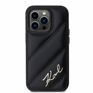 Karl Lagerfeld Diagonal Quilted Script Suojakuori iPhone 13 Pro Max:lle - musta