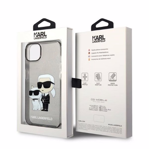 Karl Lagerfeld Glitter Karl&Choupette suojakuori iPhone 14 Plus:lle - musta