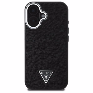 Guess Grained Triangle MagSafe Suojakuori iPhone 16:lle - Musta