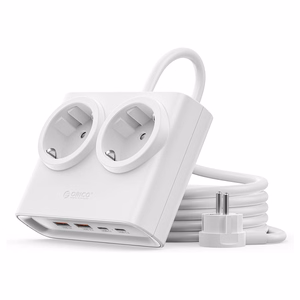 Orico PDC25 25W 6in1 jatkojohto 2x AC + 2x USB-A + 2x USB-C - valkoinen