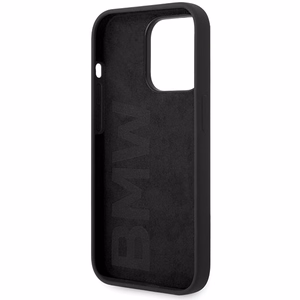 BMW Silikoninen Metal Logo Suojakuori iPhone 15 Pro:lle - musta