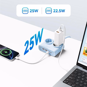 Orico PDC25 25W 6in1 jatkojohto 2x AC + 2x USB-A + 2x USB-C - sininen
