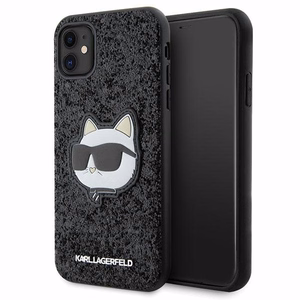 Karl Lagerfeld KLHCN61G2CPK iPhone 11 / Xr 6.1 musta/musta kovakuori Glitter Choupette Patch