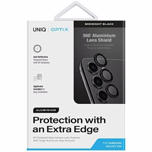 Uniq Optix Aluminum kameran linssin Näytönsuoja Samsung Galaxy S24 -kameralle applikaattorilla - musta