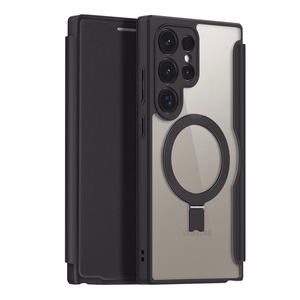 Dux Ducis Skin X Pro kotelo läpällä ja magneettisella sormusjalustalla Samsung S24 Ultra - musta