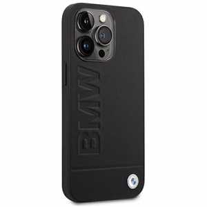 Kotelo BMW BMHCP14XSLLBK iPhone 14 Pro Max 6.7 "musta / musta Nahka Leimasin