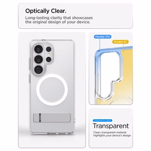 Spigen Ultra Hybrid S Mag MagSafe Suojakuori Samsung Galaxy S26 Ultra:lle - läpinäkyvä ja valkoinen