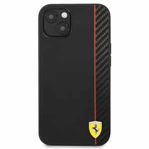 Ferrari FESAXHCP13SBK iPhone 13 mini 5.4" musta/musta kovakotelo On Track Carbon Stripe -raidoitusratkaisu