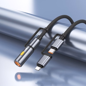 Hoco All-in-one -kaapeli USB-C / Lightning – USB-C / autosytytinlaturi PD 3A 60W 1,2m U138 harmaa