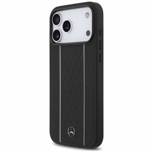 Mercedes Leather Star Pattern Stripes MagSafe suojakuori iPhone 17 Pro Max - musta