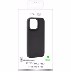 Puro Icon Mag Pro MagSafe Silikoninen Suojakuori iPhone 15 Prolle - musta