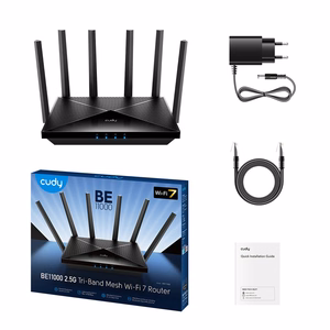 Cudy WR11000 langaton reititin 2.5 Gigabit Ethernet kolmikaistainen (2.4 GHz / 5 GHz / 6 GHz) musta