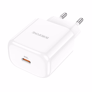 Borofone BN3 Premium USB-C -seinälaturi QC 3.0 PD 2.0 20W valkoinen