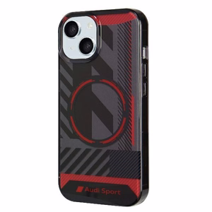 Audi IML Sport MagSafe Suojakuori iPhone 15 / 14 Plus 6.7" Musta/Musta Kova Suojakuori AU-IMLMIP15M-RSQ/D2-BK