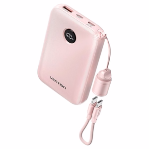 Vention 10000mAh varavirtalähde 2xUSB-C 1xUSB-A 22,5W vaaleanpunainen