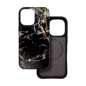 Case for iPhone 16 Forcell F-Protect Mirage compatible with Magsafe Military Drop-Test black marble