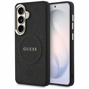 Guess Suojakuori Saffiano Peony Embossed Ring MagSafe Samsung Galaxy S26:lle musta