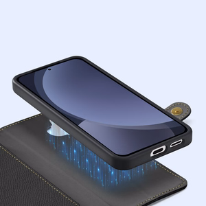 Dux Ducis Lawa Nahkainen Suojakuori Samsung Galaxy S25+:lle irrotettavalla magneettisella lompakolla - Musta