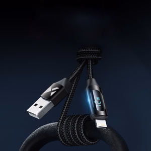 USB-A Kaapeli - Lightning Wozinsky WUALC2 LED-näytöllä 2.4A 2m - musta
