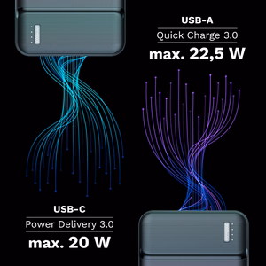 Kruger&Matz 20 000 mAh Li-pol -varavirtalähde QC- ja PD-toiminnoilla