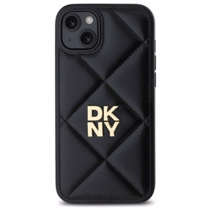 DKNY Quilted Stack Logo Suojakuori iPhone 15 Plus:lle - musta