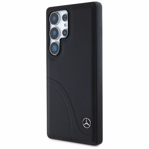 Mercedes Nahkainen Curved Stitches Suojakuori Samsung Galaxy S25 Ultralle - musta