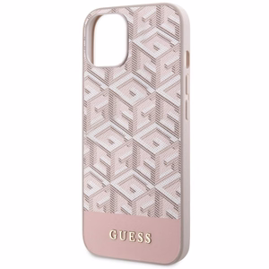 Guess case for iPhone 14 6,1" GUHMP14SHGCFSEP pink harcase Magsafe Gcube PU Stripes