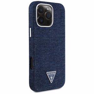 Guess Denim Triangle Logo MagSafe Suojakuori iPhone 16 Pro:lle - sininen