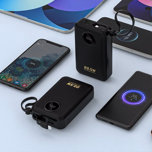 Dudao K14+ varavirtalähde 20000mAh 22.5W USB-C / USB-A / sisäänrakennetut Lightning- ja USB-C-kaapelit - musta