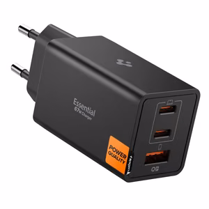 Spigen Essential EE673EU 3-porttinen Laturi 2xUSB-C 1xUSB-A 67W - Musta