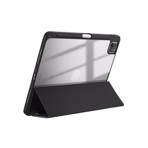 Crong PrimeFolio case for iPad Air 11" (2026–2024) / iPad Air 10.9" (5th / 4th gen.) / iPad Pro 11" (2022–2021), with Apple Pencil holder, black and clear