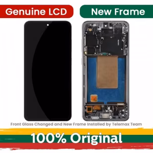 LCD Display Compatible Samsung S721 S24 FE with Frame / Gray (Blue / Mint / Yellow) / (Renewed: Telemax)