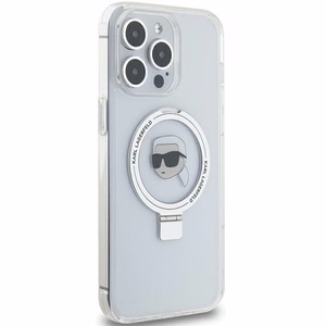 Karl Lagerfeld KLHMP15XHMRSKHH iPhone 15 Pro Max 6.7 valkoinen/valkoinen kovakuori Ring Stand Karl Head MagSafe