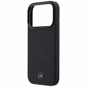 Mercedes Leather Mesh with Bow Line MagSafe -suojakuori iPhone 17 Pro Max -mallille, musta