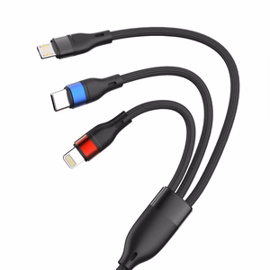 3mk Hyper Cable N-SERIES 3-in-1 USB-A / Lightning / Micro 1.2m 9V/2A 18W - musta