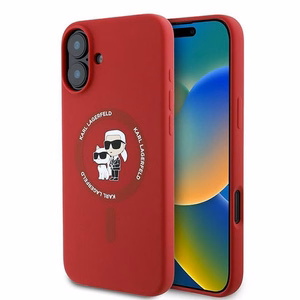 KARL LAGERFELD Silikoninen KC Body Ring MagSafe Suojakuori KLHMP16MSCMKCRHR iPhone 16 Plus:lle - Punainen