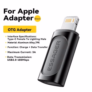 Adapter Essager "Phantom" Black (In: Female Type-C / Out: Male Lightning )