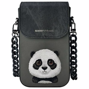 NIMMY 3in1-setti puhelinlaukku + Lompakko + GPS-suoja BIG EYED PET 2.0 Panda musta