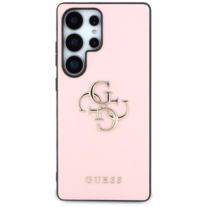 Guess Grained Big 4G Logo Small Classic Logo -suojakuori Samsung Galaxy S25 Ultra pinkki