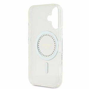 Guess IML Rhinestones MagSafe Case for iPhone 16 Plus - White