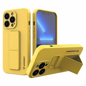 Wozinsky Kickstand Case silikonikotelo jalustalla iPhone 13 mini keltainen