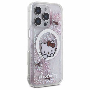 Hello Kitty Liquid Glitter Sweet Kitty Bows MagSafe Suojakuori iPhone 16 Pro:lle - valkoinen
